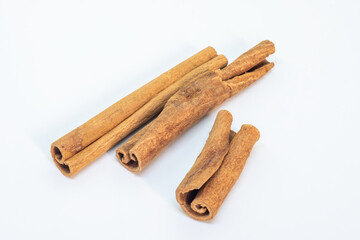 Cinnamon sticks isolated on white background