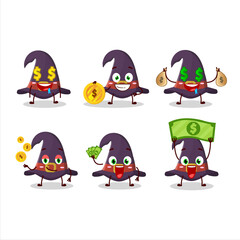 Witch hat cartoon character with cute emoticon bring money