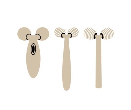 Vector illustration set of beauty devices for massage - Y-shaped ball rollers.