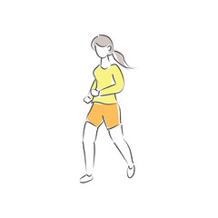 Running young woman illustration
