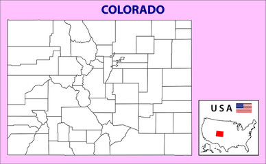District map of Colorado in Outline.