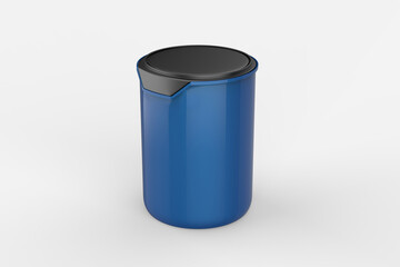 Paint can with a lid isolated on white background, template for design and advertising, mockup. 3d illustration