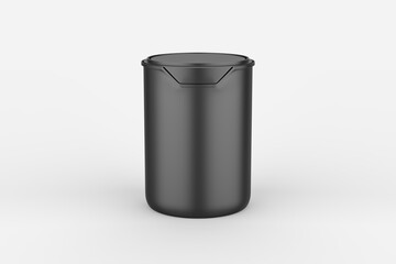 Paint can with a lid isolated on white background, template for design and advertising, mockup. 3d illustration