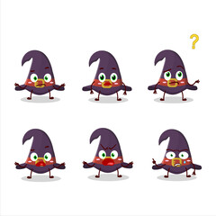 Cartoon character of witch hat with what expression