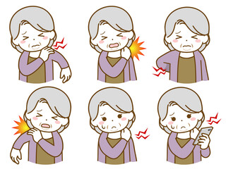 肩や首が痛い太った高齢女性