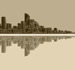 Fototapeta na wymiar architectural landscape city 3d rendering