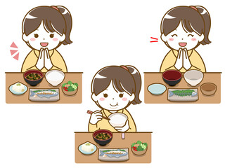 食事をしている太った少女