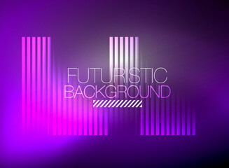 Fototapeta premium Bright neon color techno abstract background, shiny glowing neon lines in the dark background