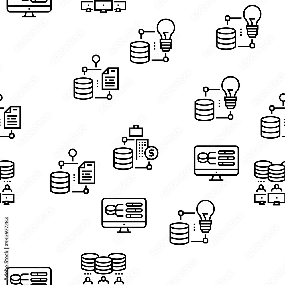 Aufkleber digital processing vector seamless pattern thin line illustration