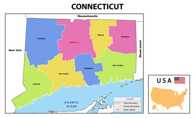 Political map of connecticut.