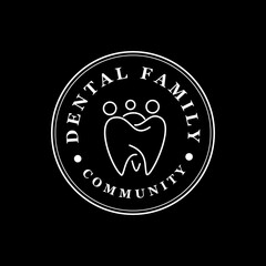 Dental family Community logo, line art style family dental clinic vector