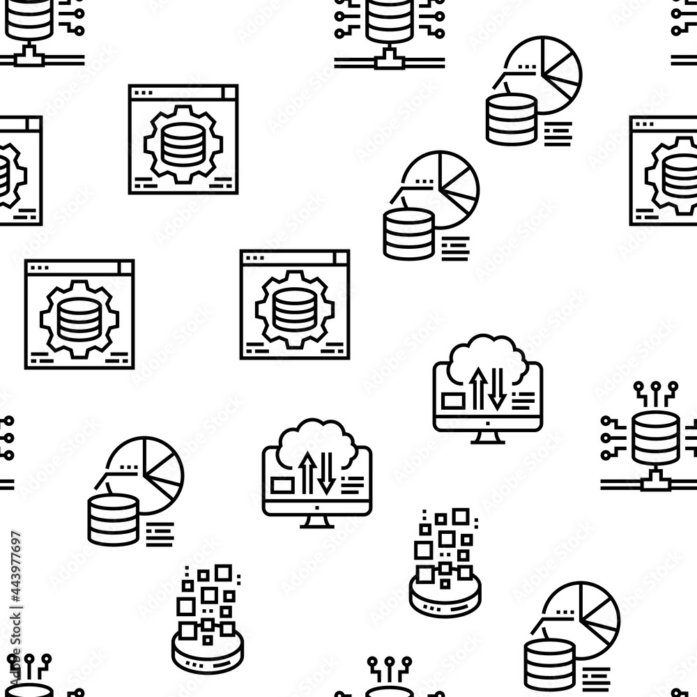 Poster digital processing vector seamless pattern thin line illustration