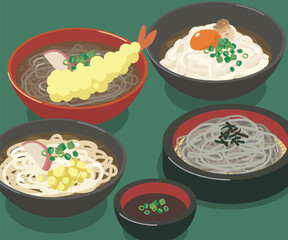 そばとうどんのベクターイラスト素材