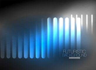 Bright neon color techno abstract background, shiny glowing neon lines in the dark background