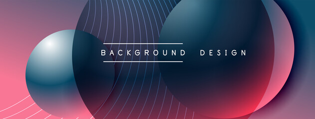 Gradient circles with shadows. Vector techno abstract background. Modern overlapping forms wallpaper background, design template