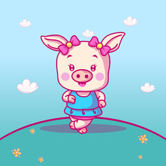 cute baby pig cartoon for kids