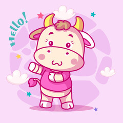 Obraz na płótnie Canvas cute baby cow cartoon for kids