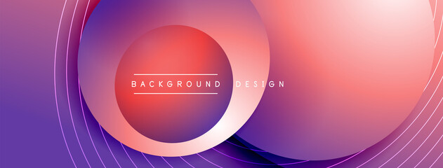 Gradient circles with shadows. Vector techno abstract background. Modern overlapping forms wallpaper background, design template