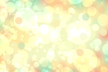 Fototapeta na wymiar Abstract blurred vivid spring summer light delicate pastel yellow bokeh background texture with bright soft color circles. Space for your text. Beautiful backdrop illustration.