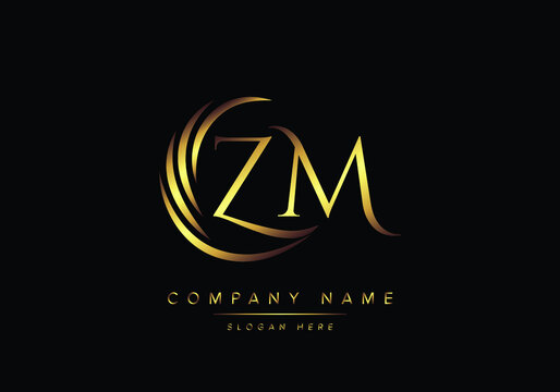 alphabet letters ZM monogram logo, gold color elegant classical