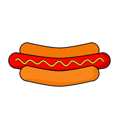 Vector illustration of hotdog with mustard on top.
