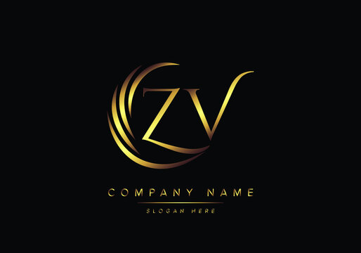 alphabet letters ZV monogram logo, gold color elegant classical