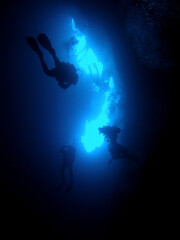 Cave diving in Lucice cave near Brac island, Croatia
