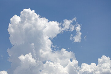 White clouds in the blue sky background and texture.