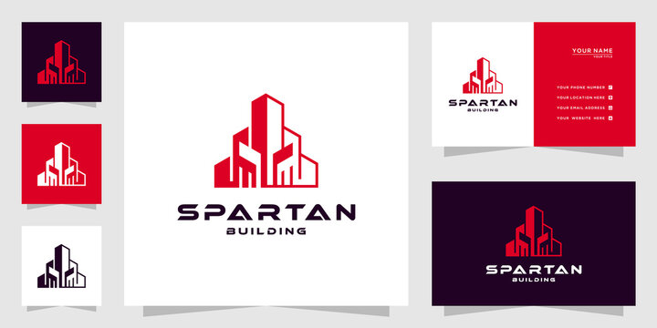 Elegant spartan building logo with line art concept. city building abstract for logo inspiration