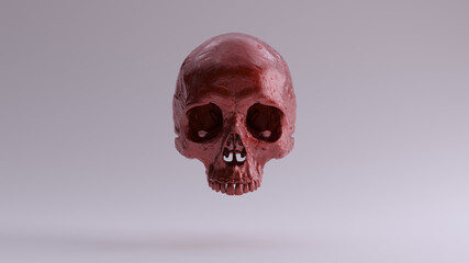 Red Metallic Gothic Human Female Skull Medical Anatomical with Teeth Front 3d illustration render