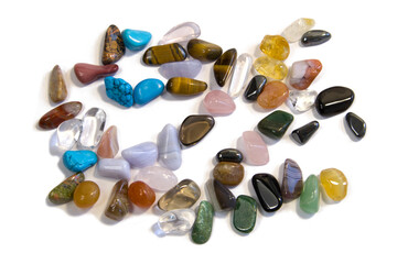 Collection Of Semi-Precious Gemstones isolated on a white background