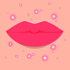 Acne, purulent inflammation on the skin around the lips. Vector illustration for flat cartoon design. Concept: health and care for problem skin, allergies, adolescence, puberty, hormonal disorders.