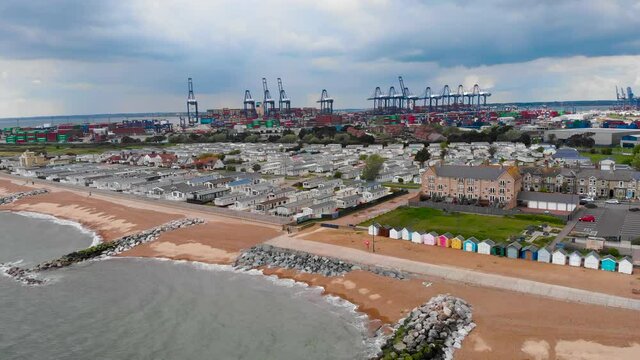 British port of Lowestoft harbour large scale ship building hub aerial