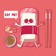 Funny Sushi Character vector illustration. Food, brand, funny design concept. © pedro