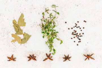 A brining solution comprising bay leaves, sage, garlic, peppercorns, honey, suitable for turkey, chicken, pork
