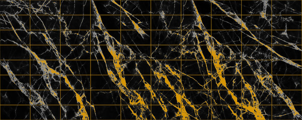 Panorama image of black marble stone texture for background or luxurious tiles floor and wallpaper decorative design.