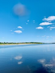 blue sky and clouds river landscape summer