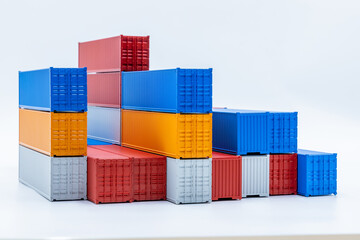 Freight shipping container isolated on white background, Cargo containers global business company...