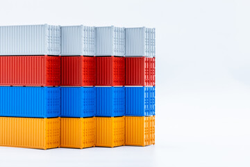 Freight shipping container isolated on white background, Cargo containers global business company...