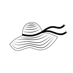 Summer women's hat in doodle style. Cute vector illustration.