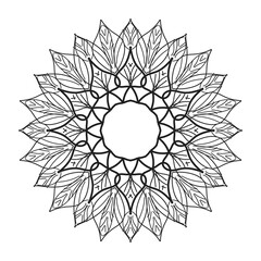 Cute Lineart Flower Indian Pattern Black And White Kaleidoscope