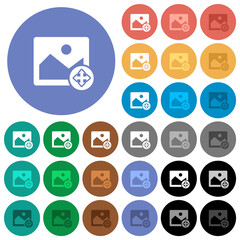 Move image round flat multi colored icons
