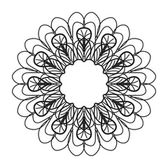 Cute Lineart Flower Indian Pattern Black And White Kaleidoscope