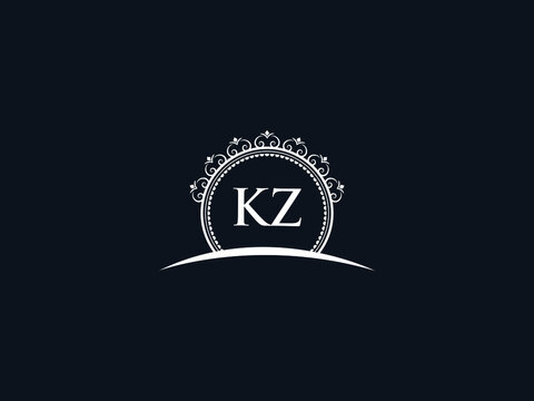 Luxury KZ Letter, initial Black kz Logo Icon Vector For Hotel Heraldic Jewelry Fashion Royalty With Brand Identity and Print Template Image