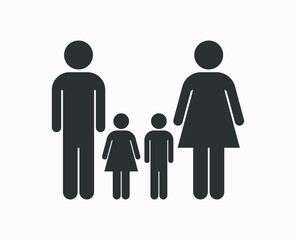 Family vector icon. Father, mother, son and daughter pictogram.