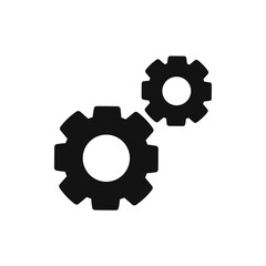 Black Gear Icon Vector Template, Flat Design Engineering Cogwheel Illustration