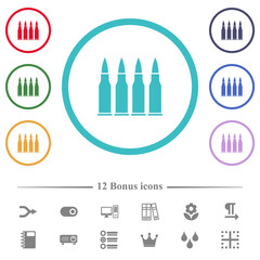 Four bullets flat color icons in circle shape outlines