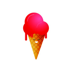 Valentine Sticker. Modern Flat Vector Concept Illustrations. Ice-cream Icon. Social Media Ads.