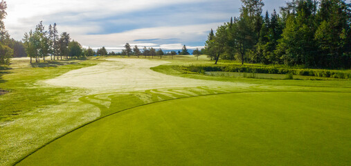 Nice hole on a Canadian golf club in Quebec, on the countryside