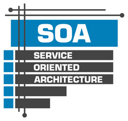 SOA - Service Oriented Architecture Blue Grey Boxes Top Bottom Squares 